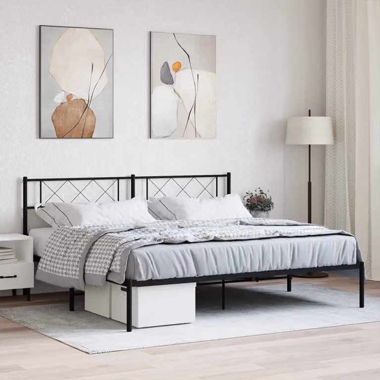 Giroletto con testiera in metallo vidaXL colore nero L/P/H: 180 x 200 x 90 cm