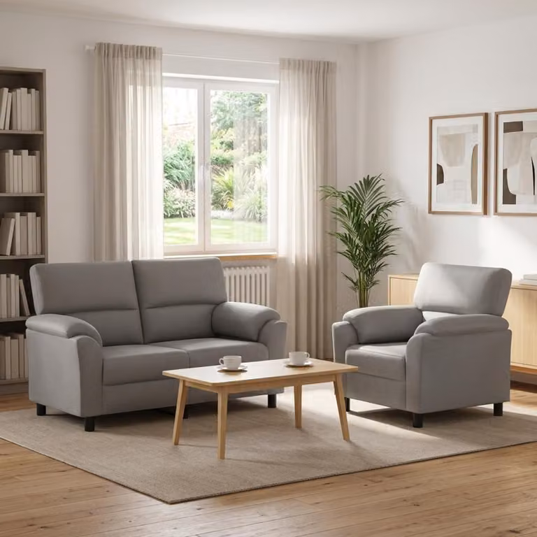 Set di 2 divani moderni vidaXL in velluto grigio con struttura in metallo per il tuo soggiorno