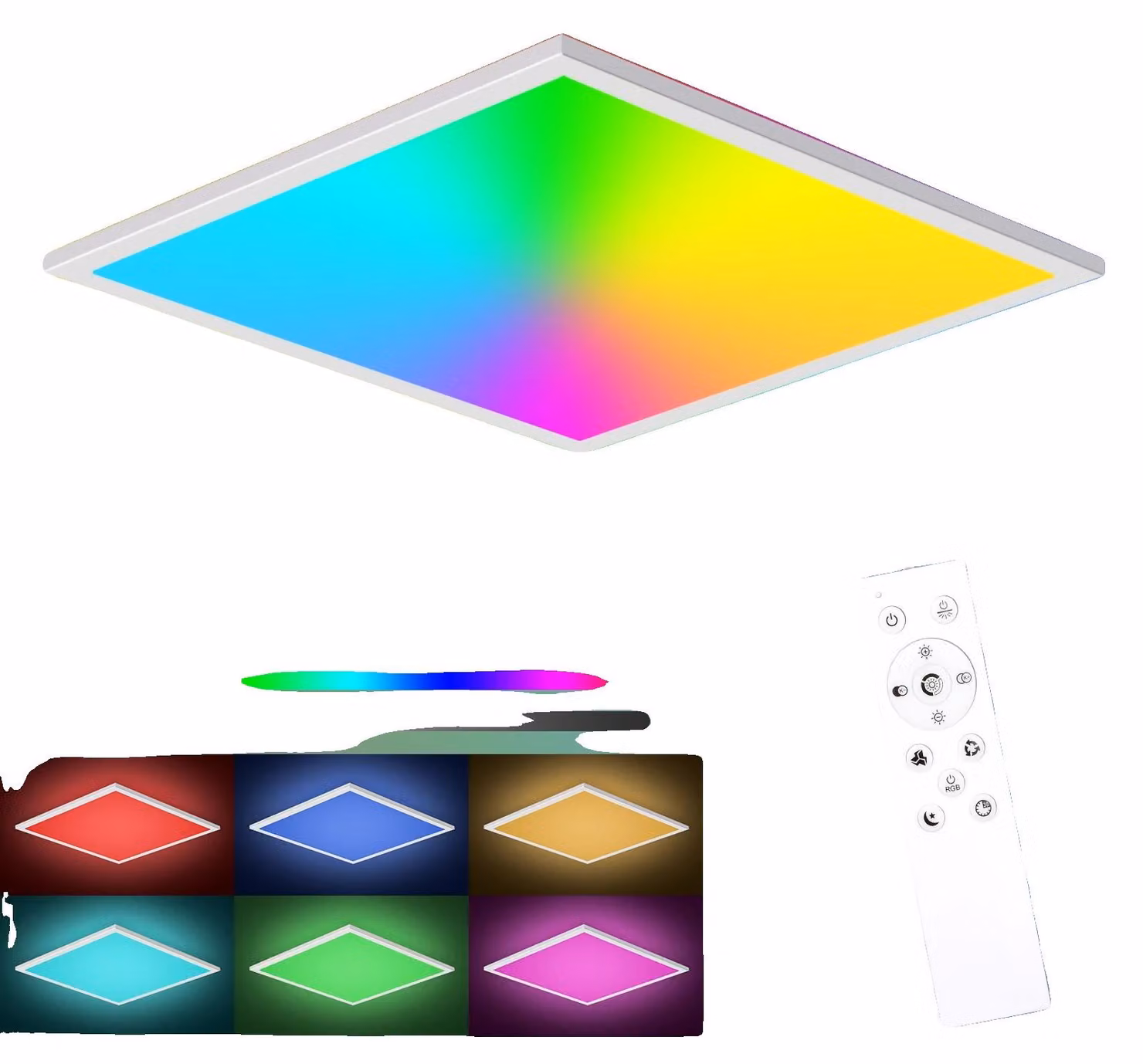 Plafoniera, con dimmer, modalità RGB, 1 pezzo, intercambiabile, BIANCO