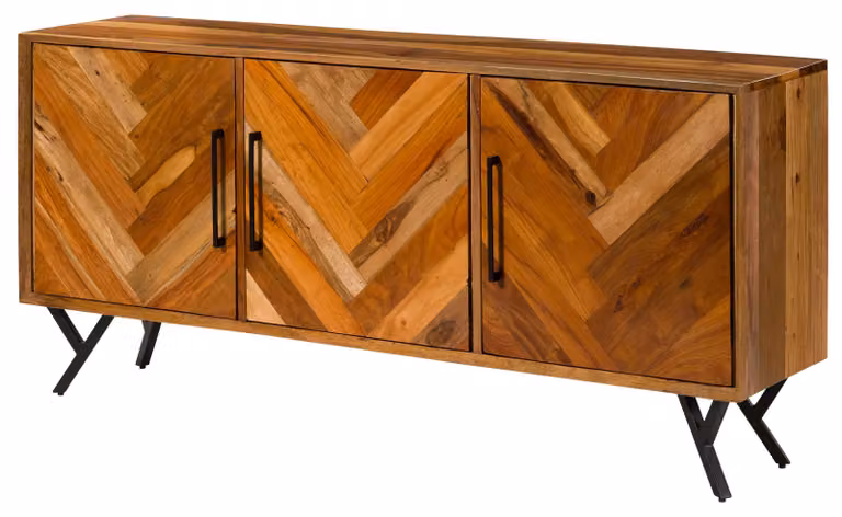 MASSIVMOEBEL24 | Credenza in legno di legno riciclato 180x40x81 laccato naturale AVIGNON #135