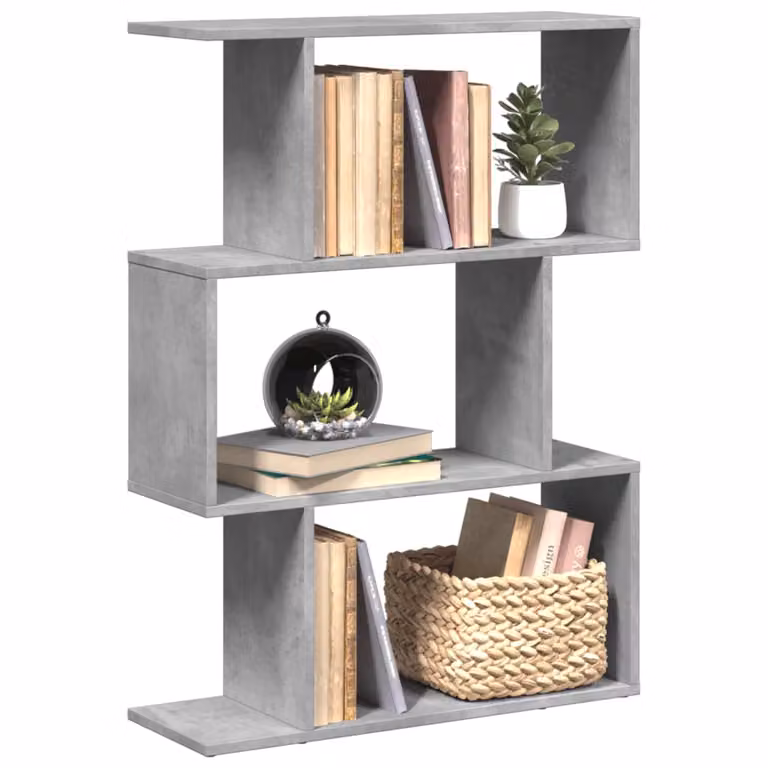 Libreria Divisorio vidaXL a 3 Piani in MDF Grigio Cemento, Design Moderno, L 70 x P 24 x H 97 cm