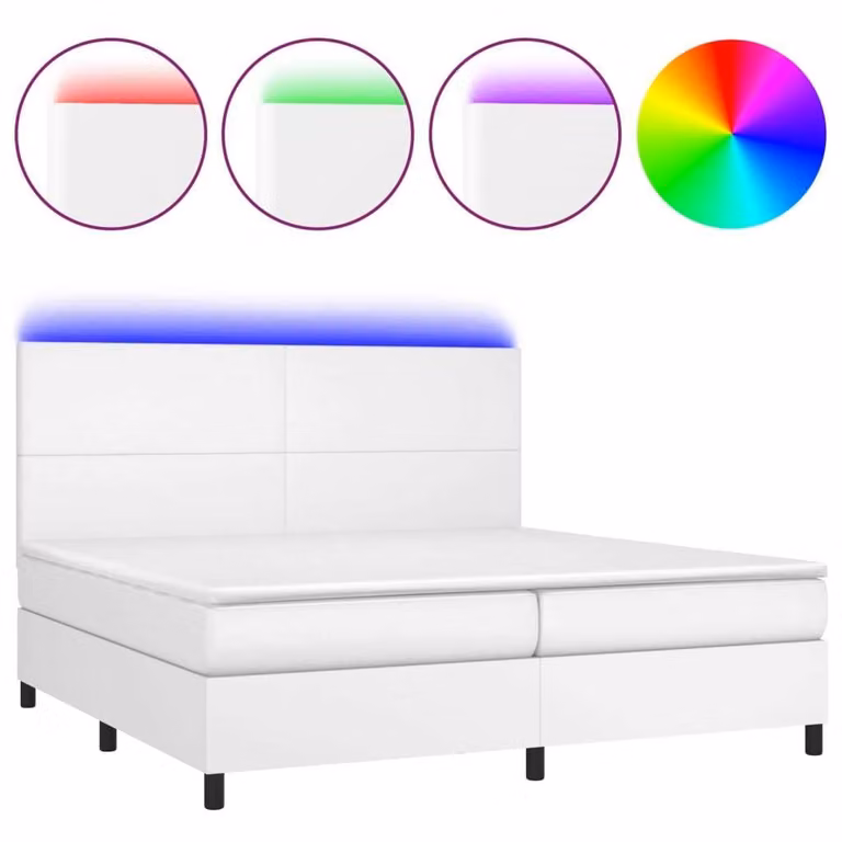 Giroletto Molle con Materasso e LED Bianco 200x200cm Pelle finta