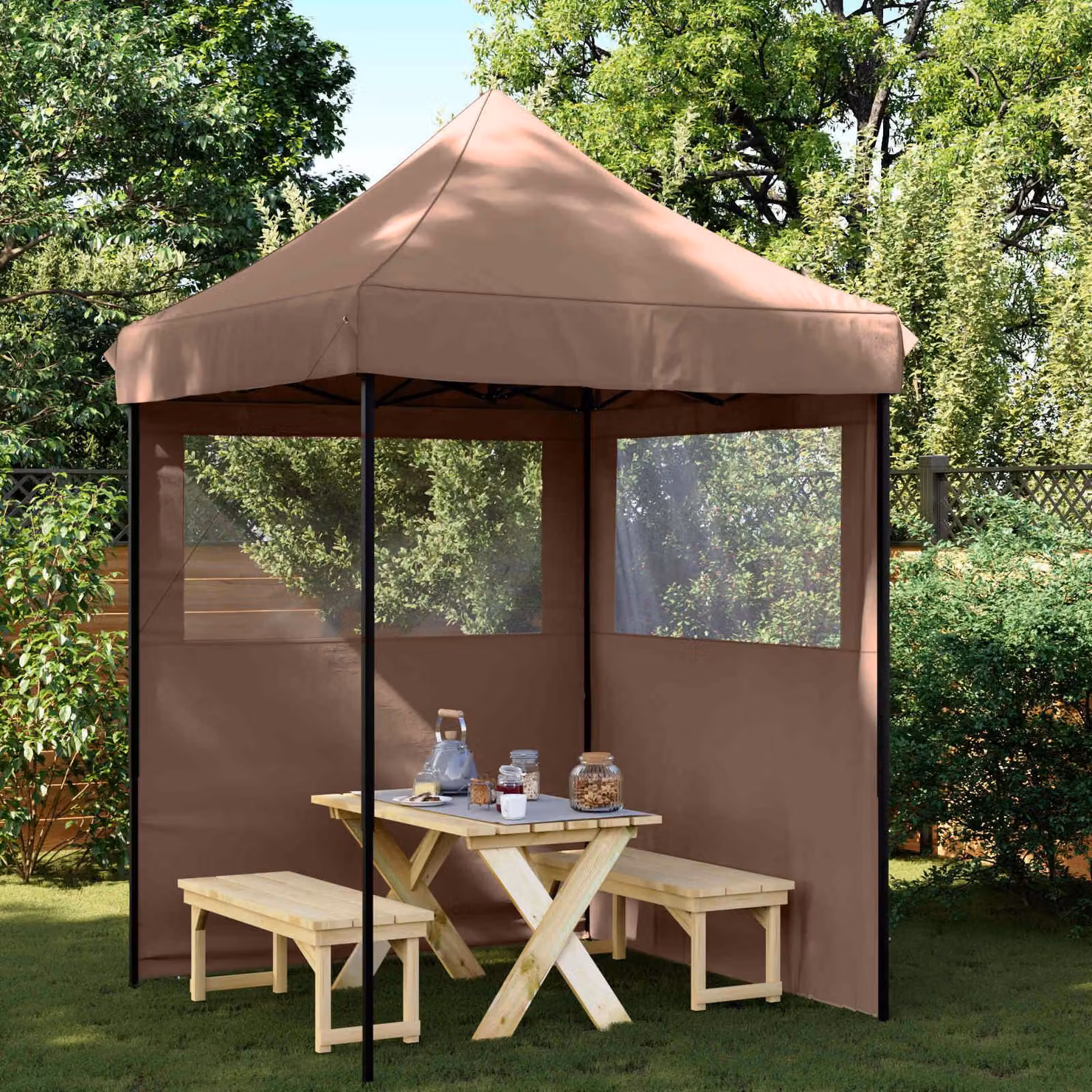 Maison Exclusive - Tenda per feste, 200 x 200 x 306 cm, colore marrone, tessuto Oxford