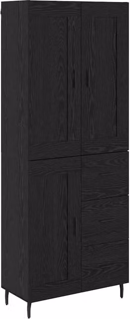 Credenza 2 pz | Madia | Buffet da pranzo | Armadio da pranzo Rovere Nero 69,5 x 34 x 180 cm Legno multistrato