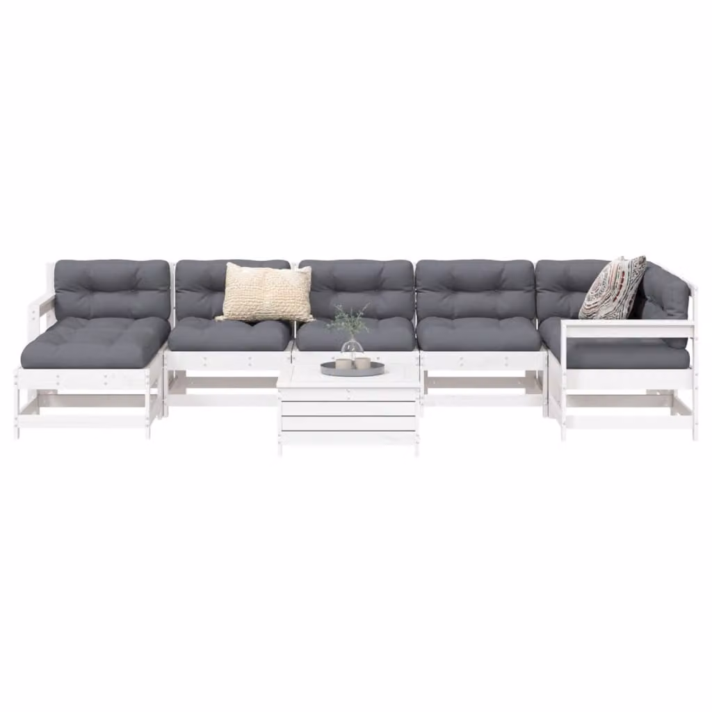 Maison Exclusive - Set Divani da Giardino 8 pz in Legno Massello di Pino Bianco