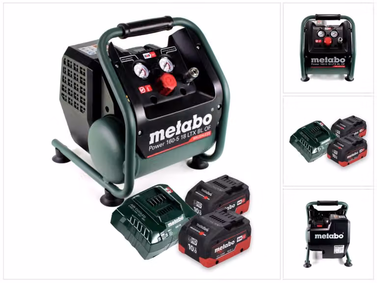 Metabo Power 160-5 18 LTX BL OF Compressore a batteria 18 V 8,0 bar Brushless + 2x batteria 10,0 Ah + caricabatterie
