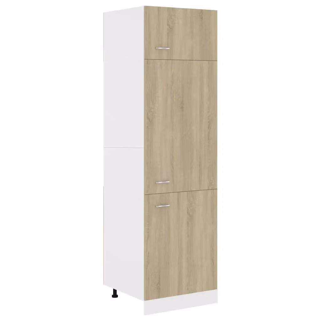 Mobile per frigo vidaXL in legno rovere marrone con ante a battente per cucina L/P/H: 60 x 57 x 207 cm – 2