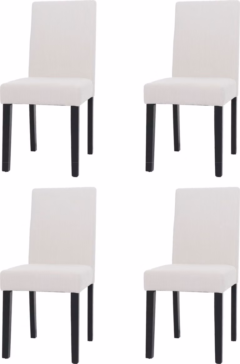 Set da 4 sedie da pranzo classiche e intramontabili | A x L x P 90 x 42 x 50 cm | Altezza della seduta 47 cm | Tessuto/velluto a coste e legno | Gambe scure | Colore crema | Sedia da cucina con schienale alto