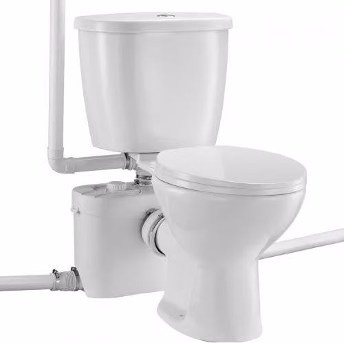 VEVOR Sistema di Triturazione per WC con Pompa da 700 W, Scarico Posteriore e Verso l'Alto per Seminterrato, Colore Bianco