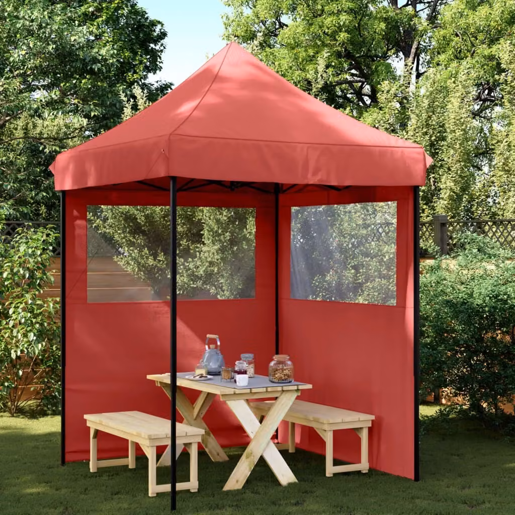 Maison Exclusive - Tenda da festa pieghevole pop-up con 2 pannelli laterali, rosso bordeaux
