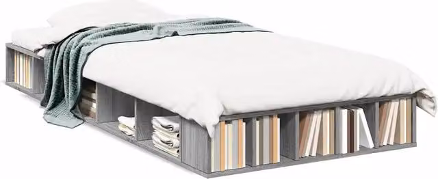 Letto singolo | Letto per adulti | Giroletto Grigio Sonoma 90x200 cm in Legno Multistrato