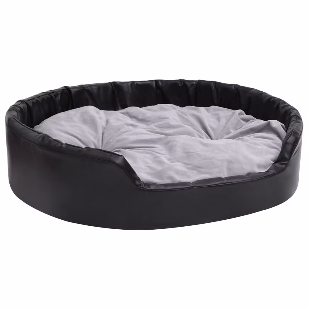 Lettino per Cani Nero e Grigio 99x89x21 cm Peluche e Pelle finta