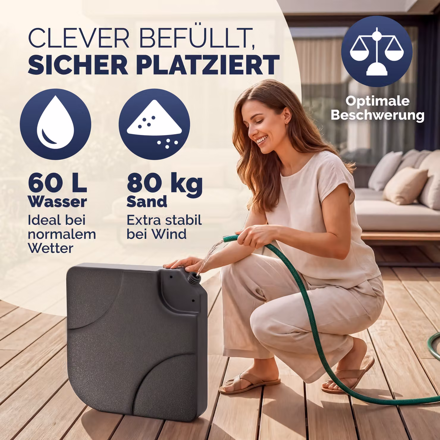 Ombrellone a braccio Casaria® colore antracite con copertura in poliestere e struttura in alluminio, diametro 300 cm, completo di 4 zavorre da 5 kg ciascuna – 4