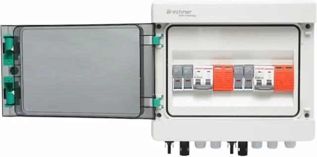 Pannello fusibile CC da 10 KW con sistema ON/OFF GRID a 2 stringhe Breckner Germany, colore bianco, montaggio a parete