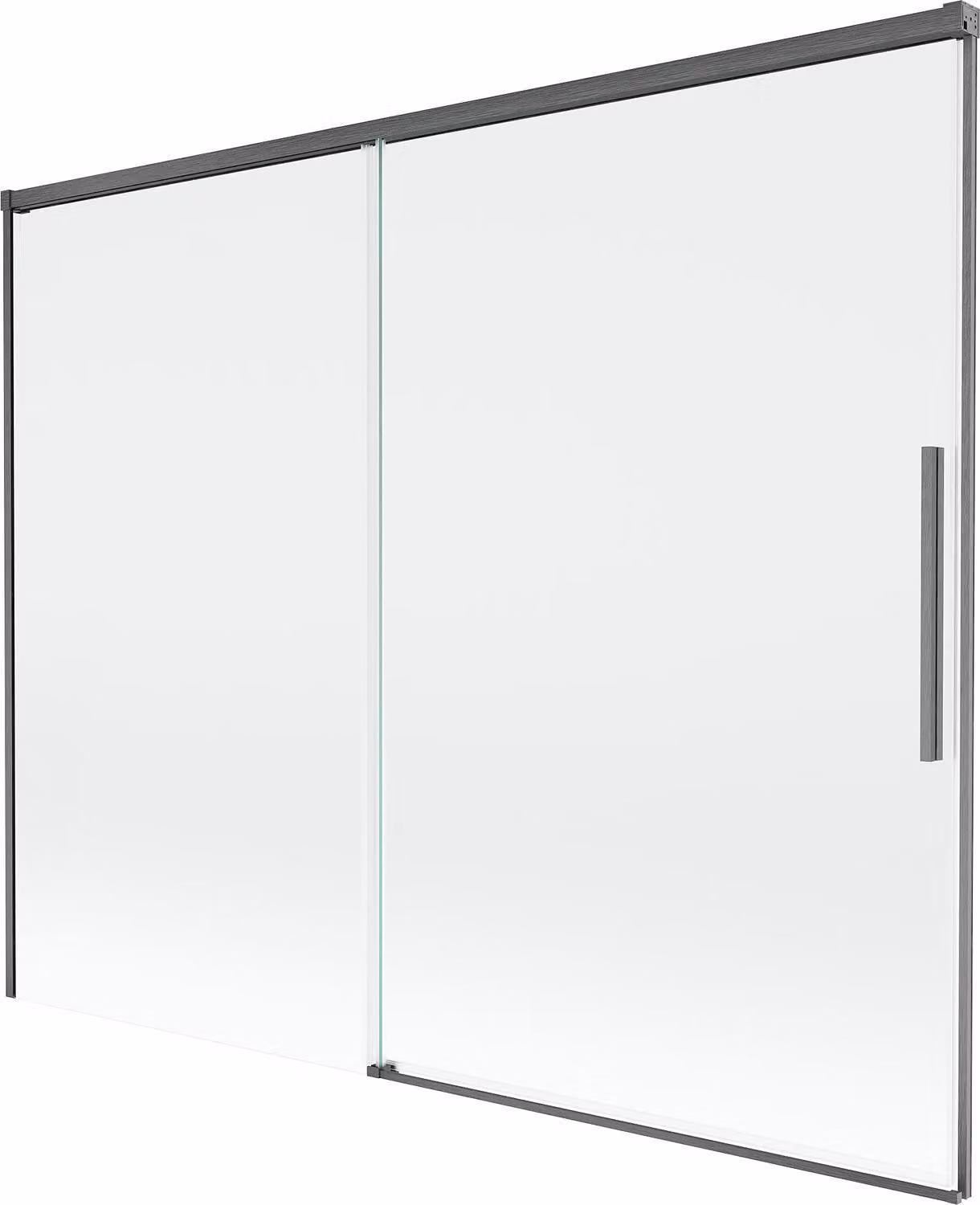 Mexen Rox paravento da vasca da bagno a 2 ante scorrevoli 190 x 150 cm, trasparente, grigio pistola spazzolato