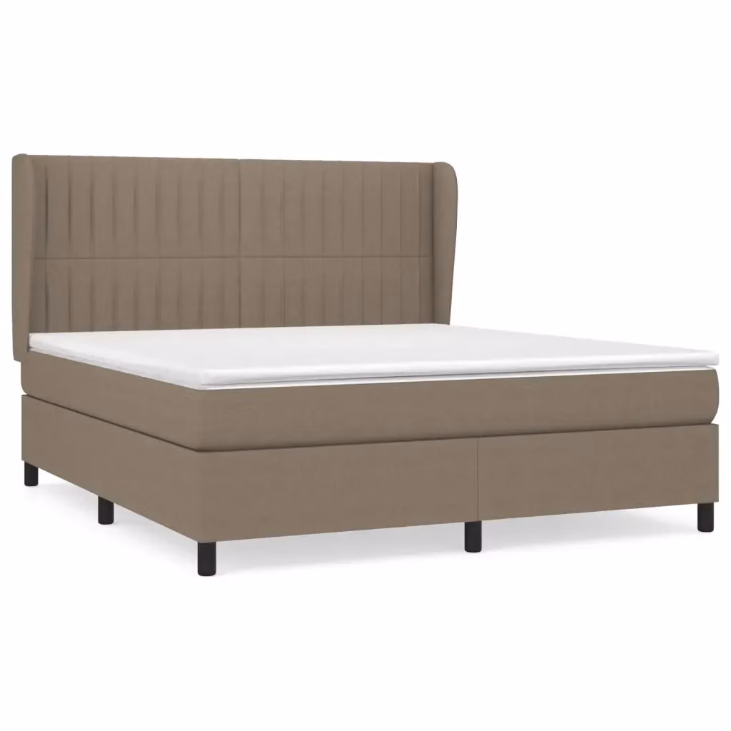 Letto Ibrido vidaXL con Giroletto a Molle e Materasso in Tessuto Beige e Bianco L/P/H: 160 x 200 x 25 cm – 2