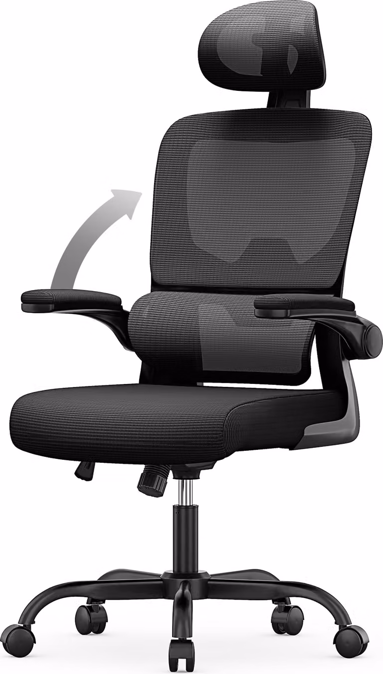 Sedia da ufficio ergonomica - sedia da ufficio con poggiatesta regolabile - braccioli, supporto lombare elastico, regolabile in altezza