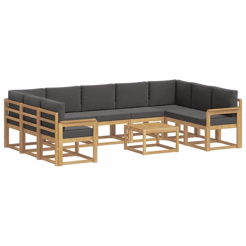 Set di divani da esterno moderno vidaXL in legno di acacia con cuscini, Bianco, Antracite e Marrone – 2