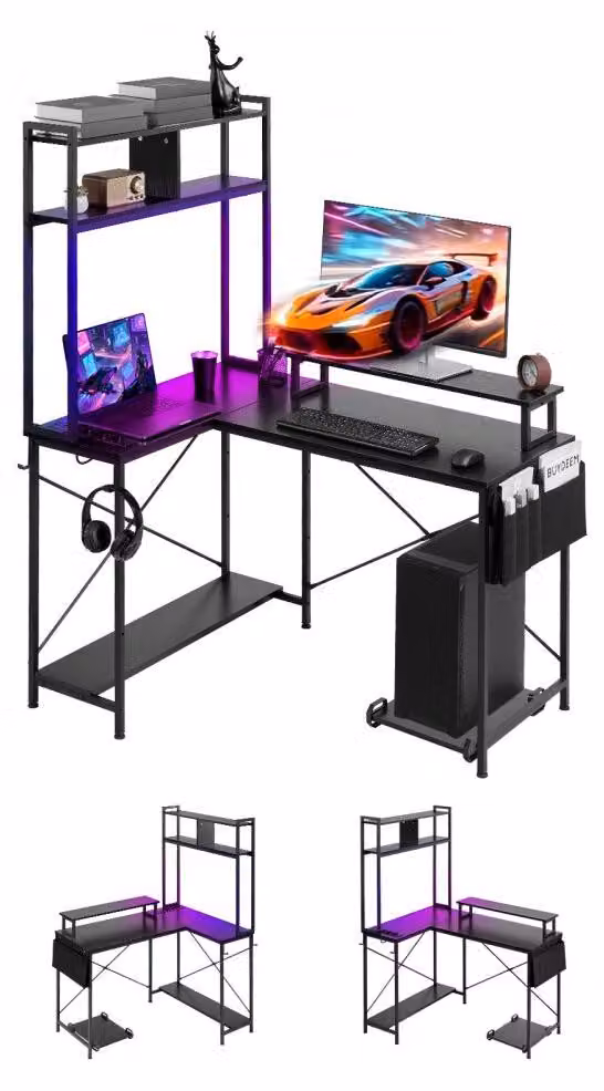 Scrivania a L per gaming - 120x90 cm - con striscia LED RGB