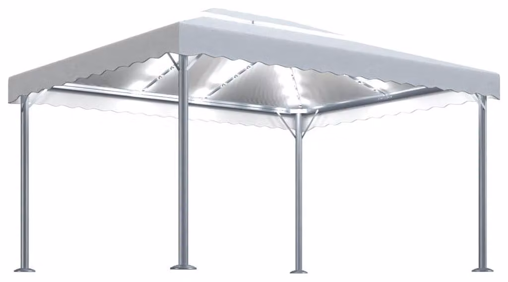 Gazebo da giardino con tetto a due falde - 400x300 cm - Struttura in alluminio e acciaio - Colore crema