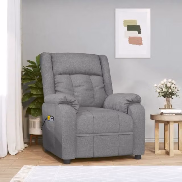 Poltrona Massaggiante Elettrica Grigio Chiaro in Tessuto 3143579