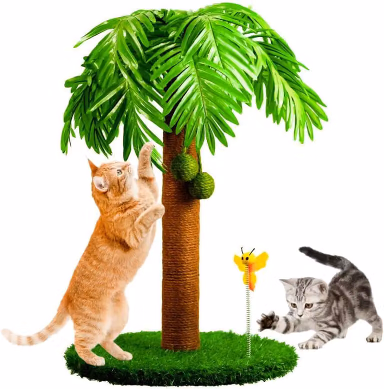 Albero per gatti, altezza 78 cm, con palline oscillanti, corda in sisal e legno
