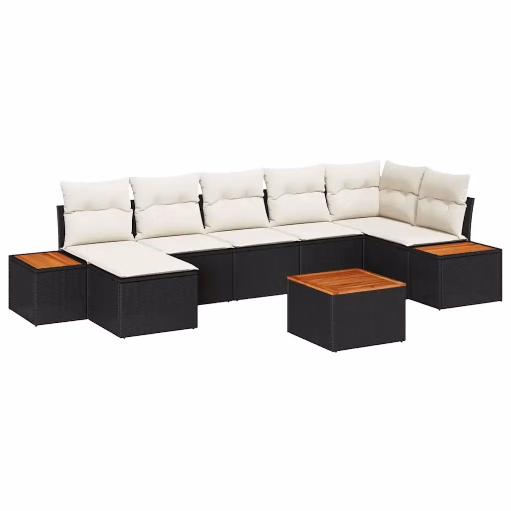 Set Divano da Giardino a L vidaXL 8 Pezzi Nero con Cuscini e Tavolino in Polyrattan e Acciaio – 2