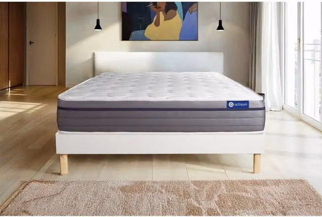 Kit rete e materasso Actimemo Zen bianco con memory foam bilanciato L: 130 cm, P: 190 cm, H: 26 cm