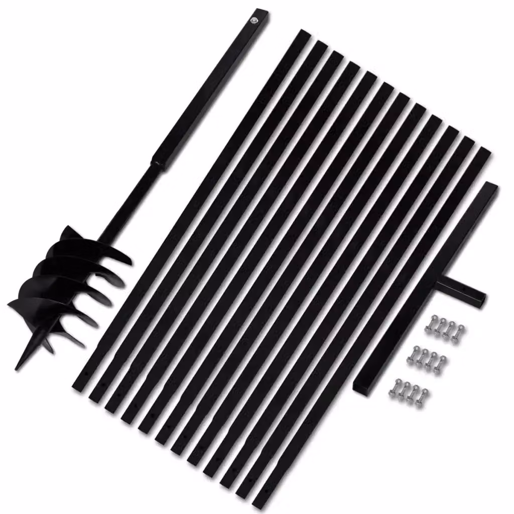 Trapano da terra manuale Videx con manico da 180 mm e tubo di prolunga in acciaio nero, lunghezza 13 m – 2