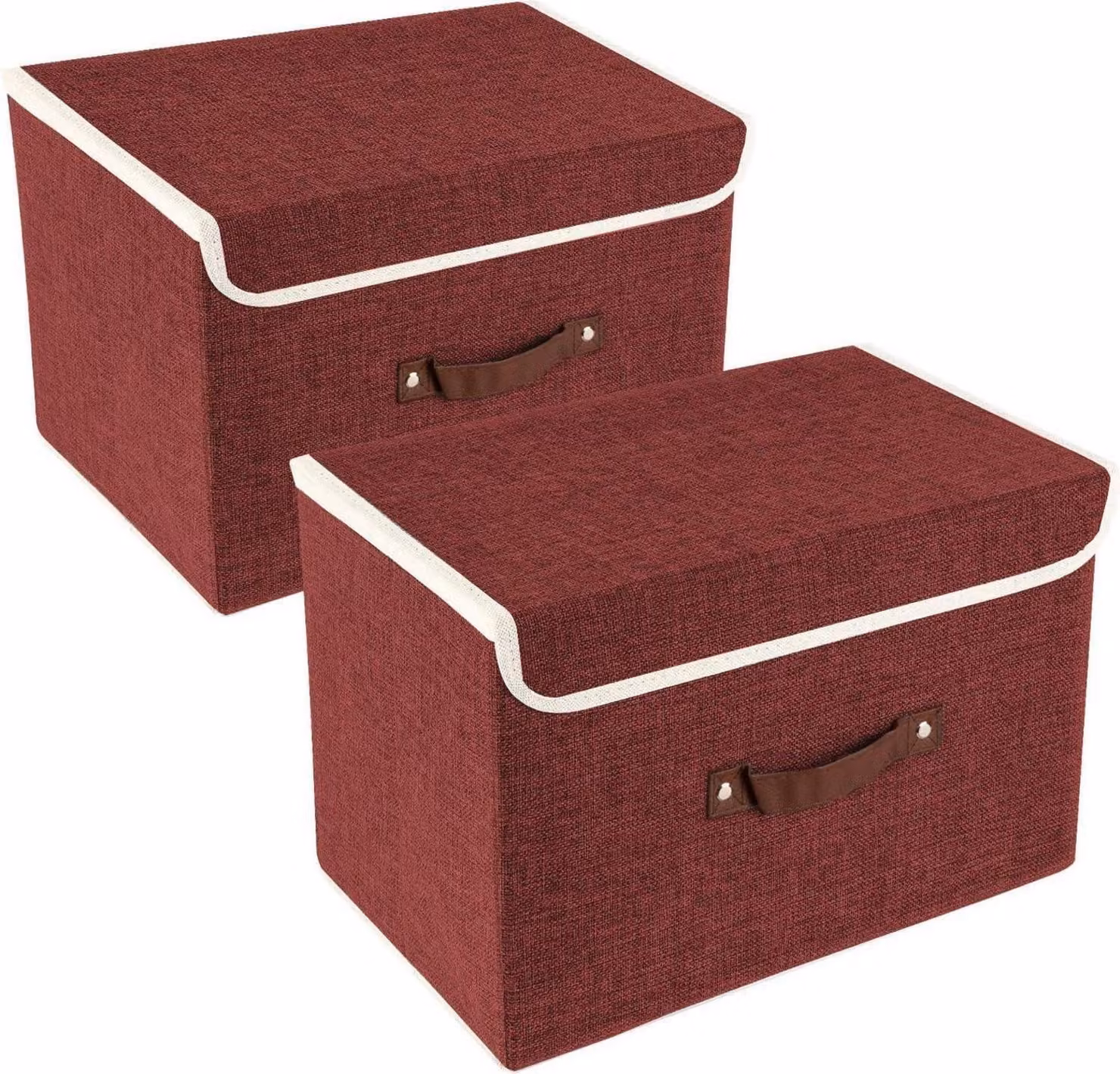 TYEERS Contenitore pieghevole con coperchio in tessuto 38x25x25 cm 2 pezzi vino rosso