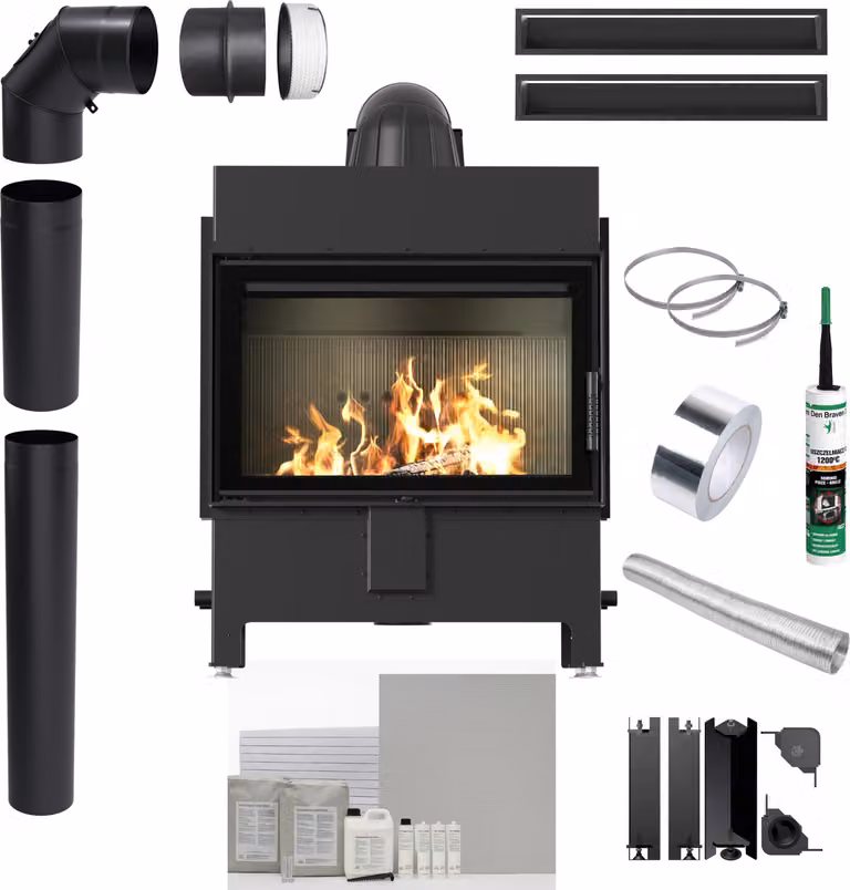 Stufa a legna Inserto LUCY 14 kW fi 200 Nero EKO