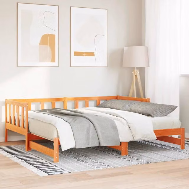 Letto giorno con trundle Marrone cerato 203,5 x 184 x 66 cm 867841
