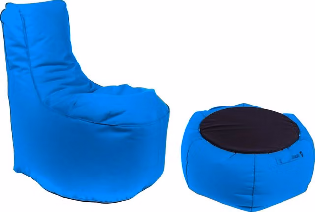 Poltrona Pouf e Tavolino in Acrilico Pomodone Royal Blu