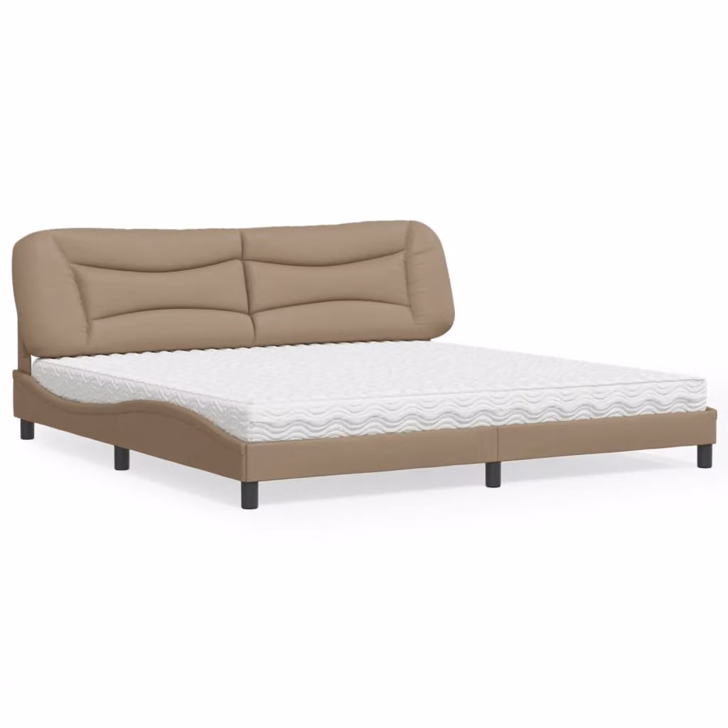 Letto con Materasso Hvar vidaXL in Similpelle Cappuccino L/P/H: 200 x 200 x 74,5 cm