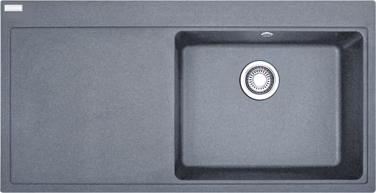 Lavello FRANKE MYTHOS MTG 611 in STONE GREY con vasca a destra e valvola a pulsante / Dimensioni di incasso 980 x 495 mm / Lavello da incasso / Lavello in granito