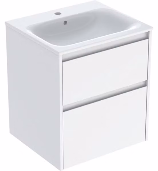 Geberit Renova Plan Ensemble lavabo pour meuble bord étroit, avec meuble sous lavabo, 2 tiroirs, 55x62,1x48cm, 504.038.01.1, 504.038.01.1