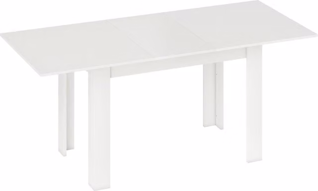 Tavolo da pranzo allungabile HOMCOM per 6-8 persone, design moderno rettangolare, colore bianco, L: 140-180 cm x P: 80 cm