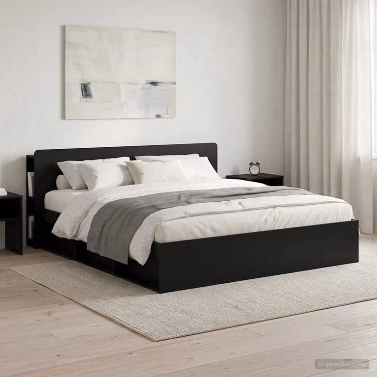 Testata del letto con scaffali integrati vidaXL in legno ingegnerizzato Nero