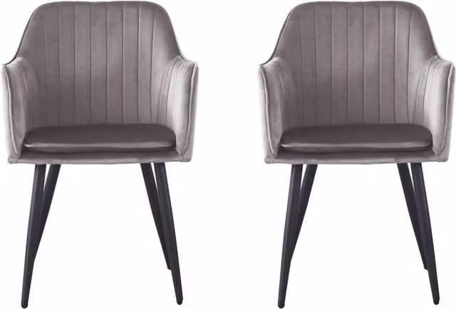 Set di 2 sedie Velma in velluto con braccioli Habitat Grigio