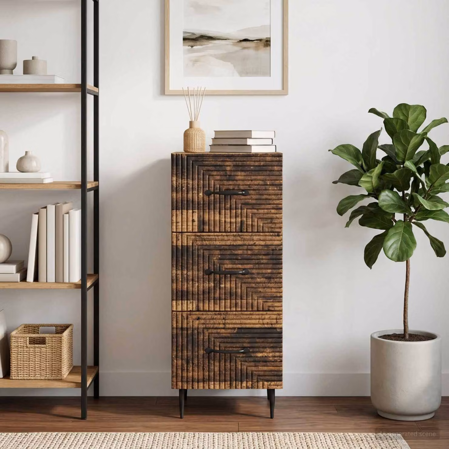 Carrello mobile con cassetti vidaXL in legno color marrone, L 33 cm x P 34,5 cm x H 89,5 cm