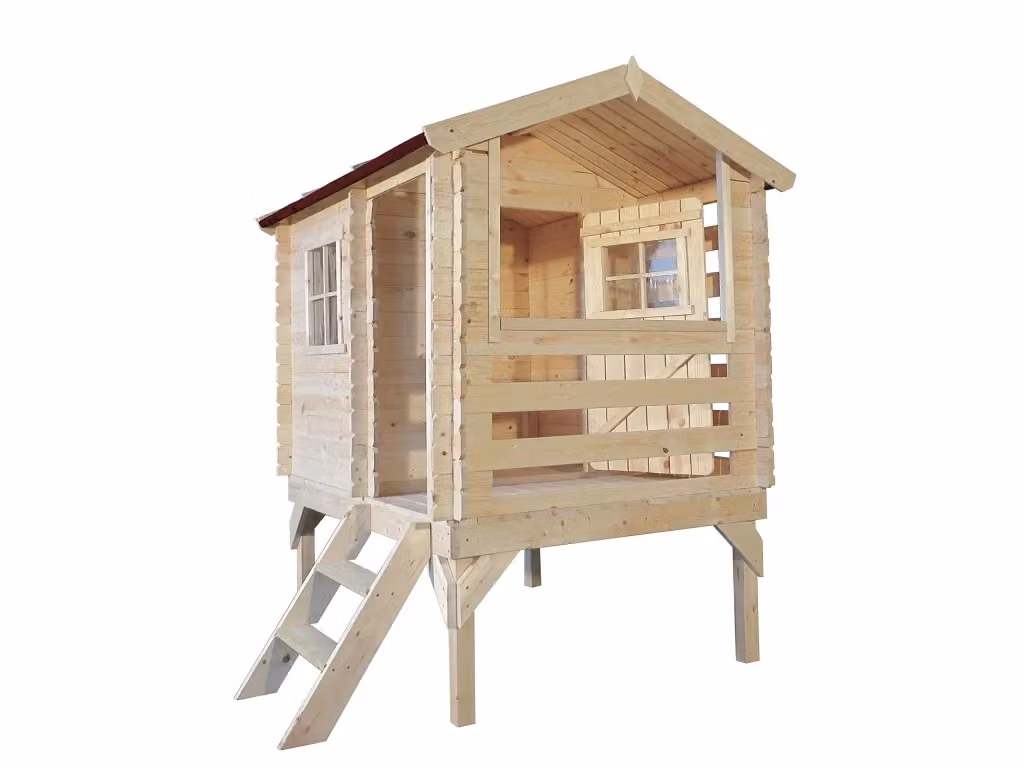 Casetta in legno per bambini Timbela M501B rossa L: 182 cm, P: 146 cm, H: 205 cm – 2