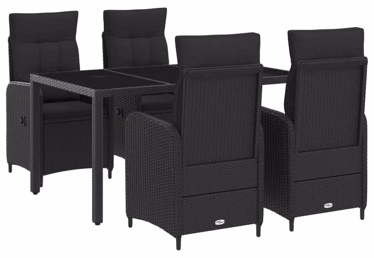 Set da pranzo per esterni 5 pcs Nero 150 x 90 x 75 cm