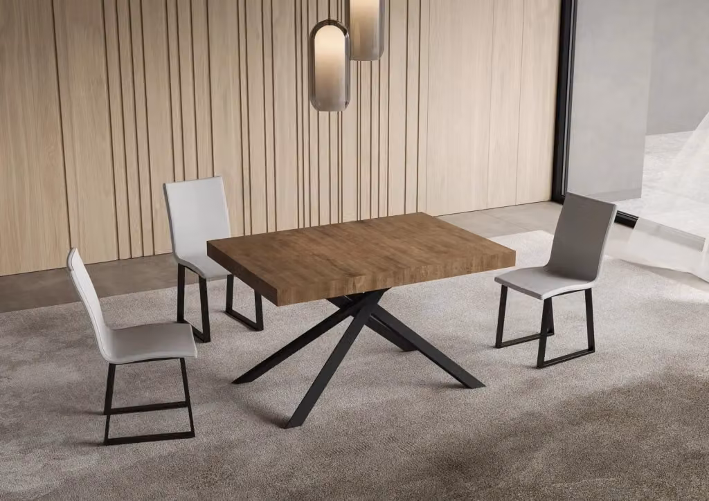 Tavolo Allungabile Moderno Giordanoshop Niket Colore Noce e Antracite L: 140-244 cm, P: 90 cm, H: 74 cm – 2