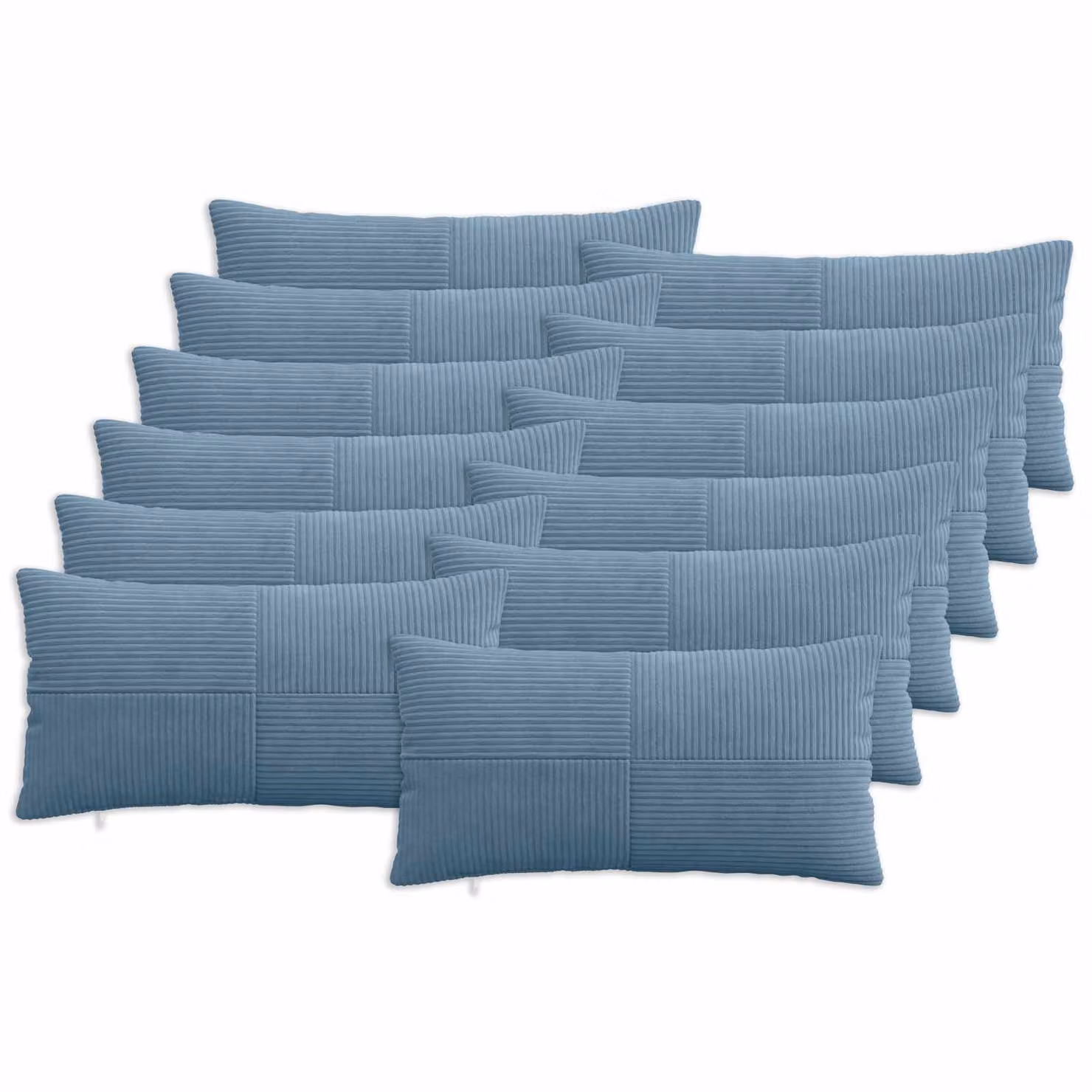 Set di 12 federe vidaXL ALMELO in velluto a coste blu, L 40 cm x P 80 cm