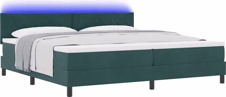 Letto a molle LED con materasso verde scuro 200 x 200 cm in velluto