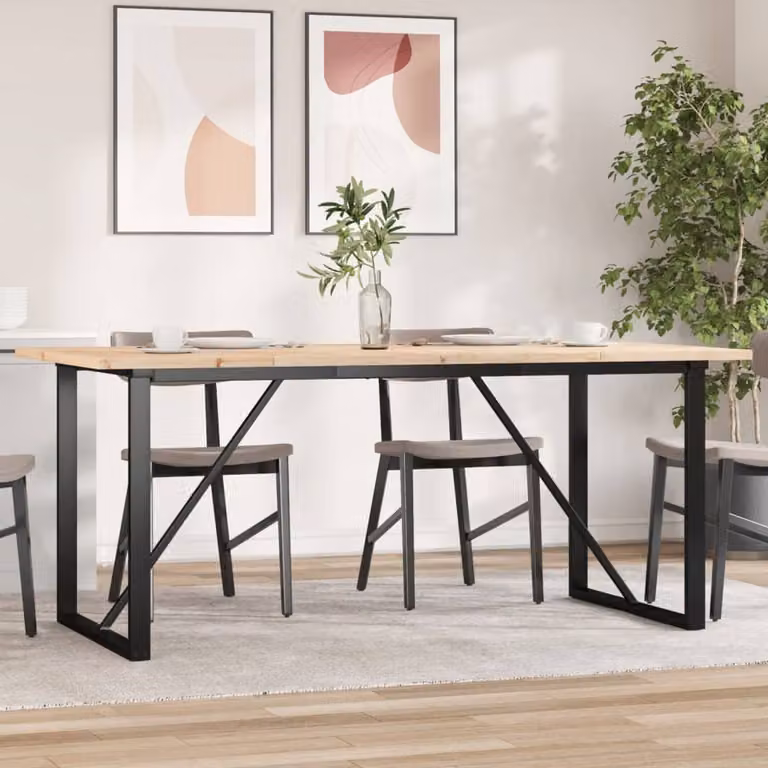 vidaXL Tavolo da Pranzo Rettangolare in Legno di Pino e Metallo Marrone L: 180 cm, P: 90 cm, H: 75,5 cm