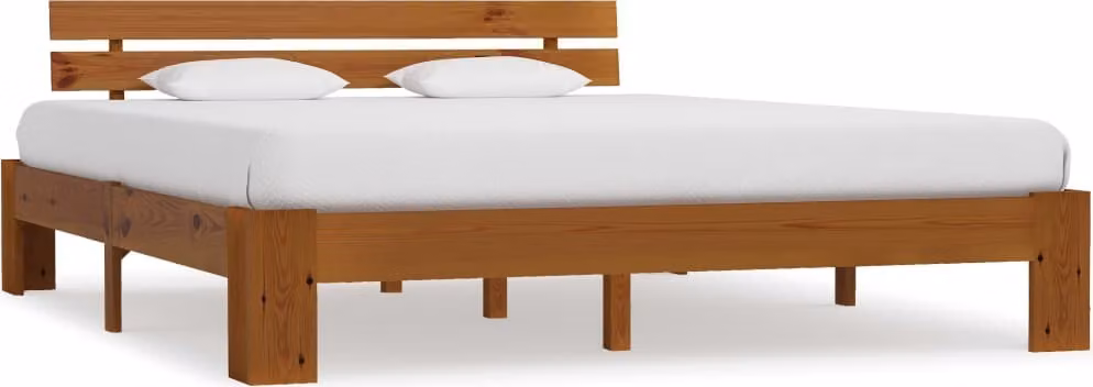 The Living Store Letto in legno massiccio di pino marrone miele 180x200 cm