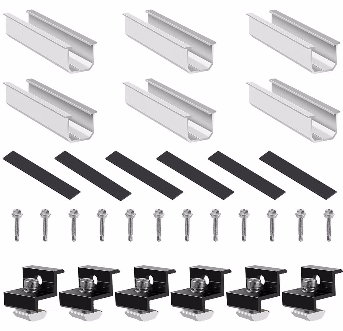 Kit di supporto per pannelli solari, alluminio, per 2 moduli, adatto per camper (30-35mm)