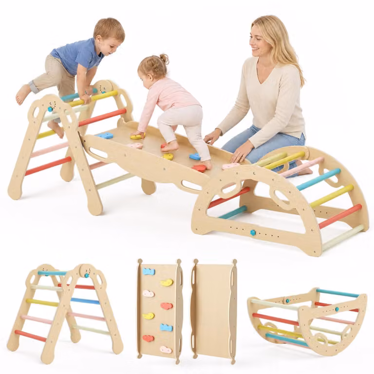 Struttura gioco multifunzione in legno per bambini piccoli e neonati