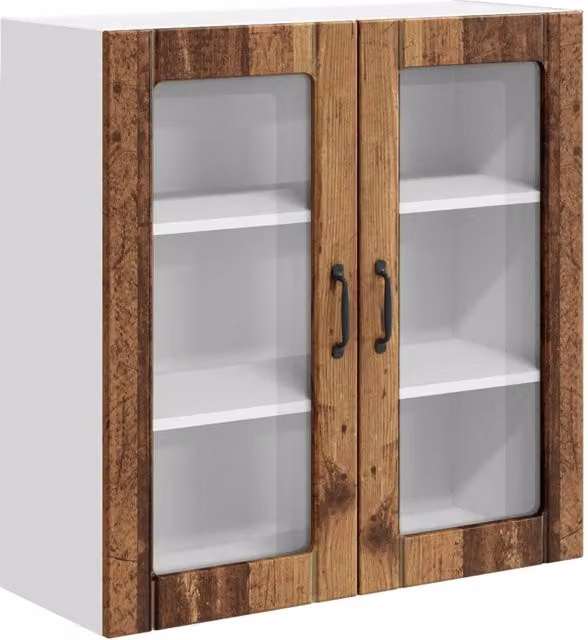 Pensile da cucina e soggiorno DESIGN IN LUCCA in legno e vetro marrone L 80 x P 31 x H 80 cm